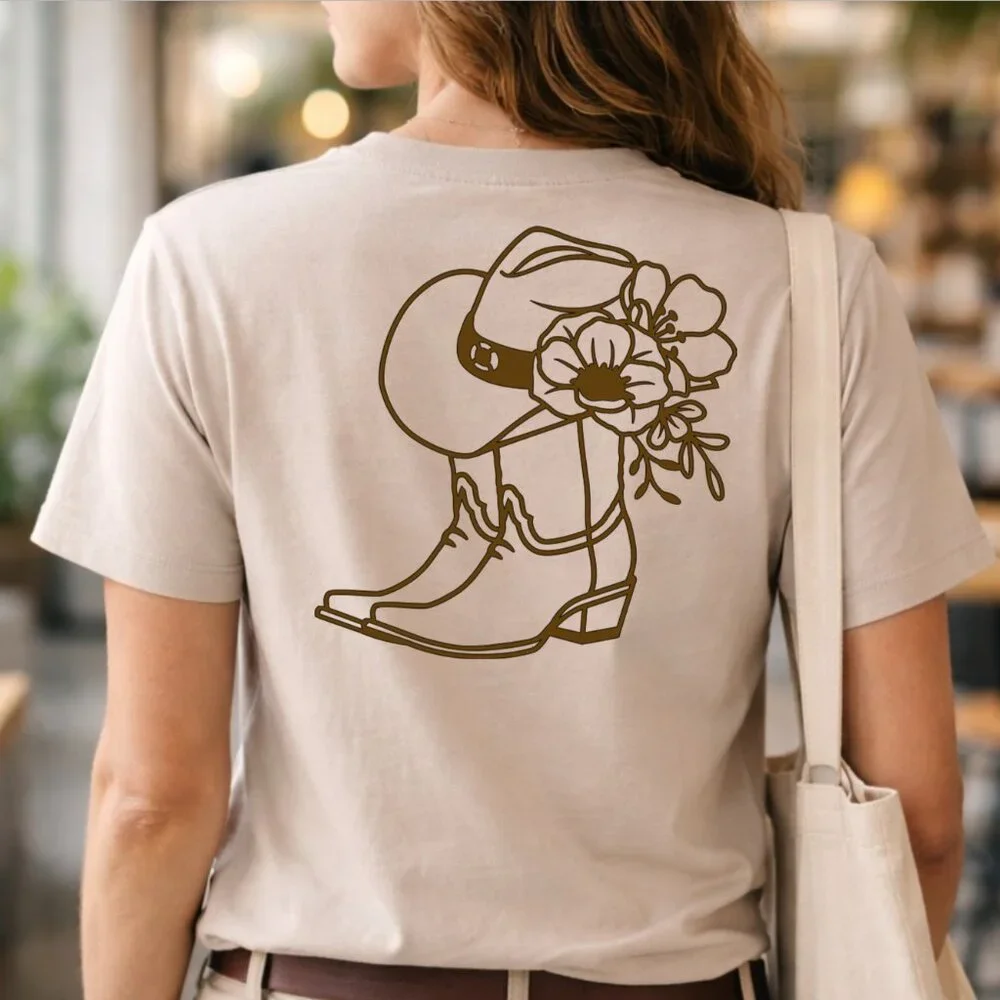 Howdy Let’s Get Rowdy Western Graphic Tee | Custom HTV | Gildan 5000 | Sand - Picture 3 of 6